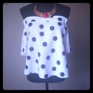 NWT Zara Polka Dot Off-The-Shoulder Blouse